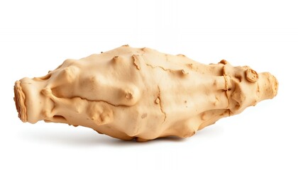 Fototapeta premium Detailed Beige Loofah Sponge Isolated on White Screen Background Perfect for Ads Promotion Blank Clean Clear Studio Object Realistic Product