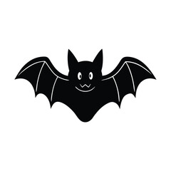 Vampire Bat with Small Fangs Silhouette on White