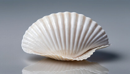 Scallop shell on reflective surface