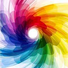 Spiral of vibrant colors swirling into a white center in an energetic abstract composition. Generated with AI