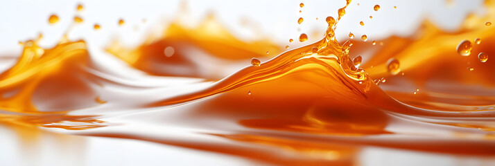 Dynamic Orange Caramel Sauce Splashes &ndash; High-Impact Food Photography