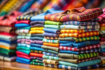 Colorful Stacked Clothing: Shirts & Pants, Tilt-Shift Miniature Photography