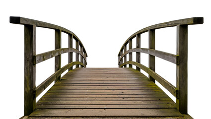 old wooden bridge on transparent background