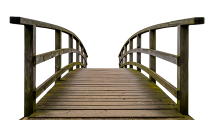 old wooden bridge on transparent background