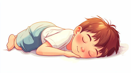 3D innocent boy sleeping against white background.ai 