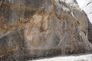 Reliefs in Yazilikaya, Hattusa Ancient City in Corum, Turkiye
