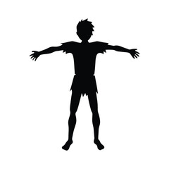 Zombie with Arms Stretched Forward and Tattered Clothes Silhouette