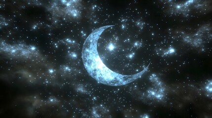 Fototapeta premium Crescent moon night sky background image