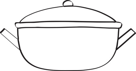 Lined Kitchen Pot Utensil Hand Drawn