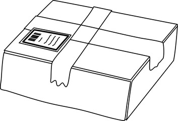 Lined Delivery Package Cardboard with Label Hand Drawn