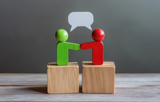 Two figures shaking hands, symbolizing communication and collaboration