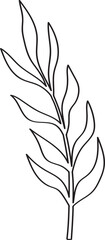 Lined Hand drawn Tropical leaves vector illustration