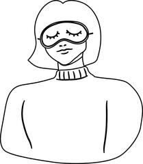 Lined Young Woman with eye mask lying relaxing Illustration