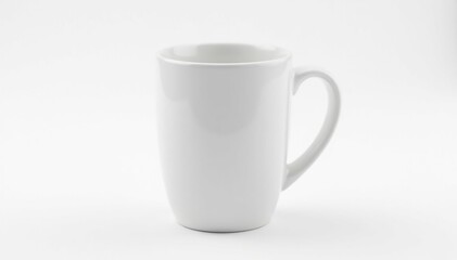 Fototapeta premium Classic white ceramic mug, isolated on pure white background , cylindrical, mug, graphic