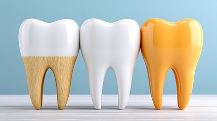 Dental Health Comparing Teeth Whitening Stained and Healthy Tooth