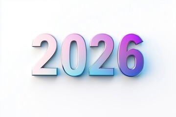 Stylized brushed render of the year 2026 in vibrant colors on a clean background