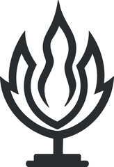 Obraz premium Abstract black flame icon representing fire, energy, heat, and burning symbol