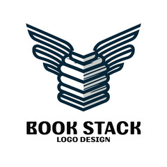 Book Stack Vector Logo Design