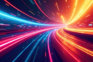 Obraz premium Abstract swirling colors forming a dynamic race track pattern , spiral, speedway, colorful