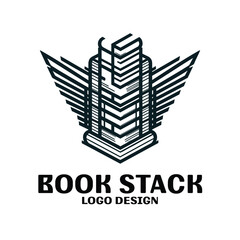 Book Stack Vector Logo Design