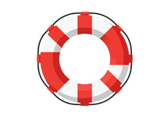Red and white life preserver safety equipment summer vacation on transparent background