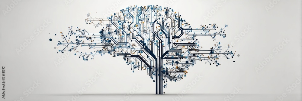 Poster Minimal Brain Design Featuring Intricate Connected Circuits Representing Innovation and Technology in Modern Art