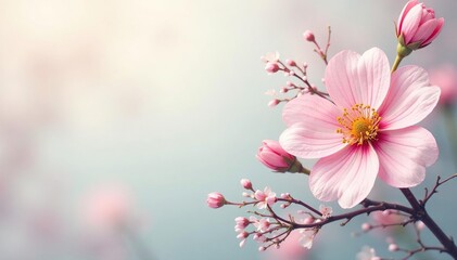 Obraz premium Subtle floral motif, soft pastel hues, delicate lines, blossom, calm, card