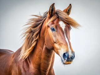 Elegant Brown Horse Macro Photography: Isolated Studio Shot