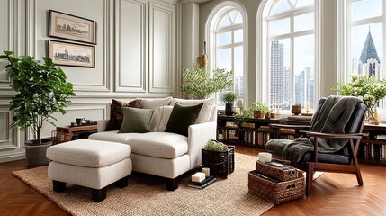 Modern Living Room with City View (1)