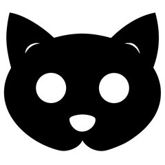 Close-up black silhouette of a cat's face with wide eyes