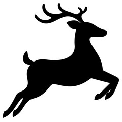 Create a vintage-style woodcut illustration of a leaping reindeer, with intricate details and textures