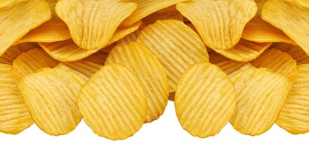 Pile of Crispy Potato Chips Ready to Eat Snack Food Background