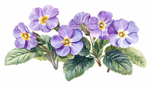 watercolor violet primrose flowers