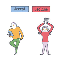 ネットワーク上のデーター収集の受容と拒否　ビジネスにも使えるストックイラスト素材	
