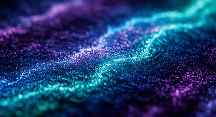 Abstract Glowing Particle Background With Blue And Purple Waves