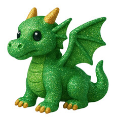 Obraz premium PNG Glittery green dragon figurine
