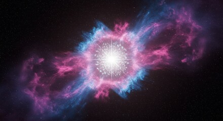 Pink and Blue Nebula in Dark Space with Bright Core