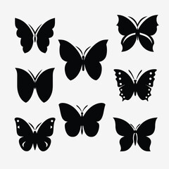 set of butterflies isolated on white