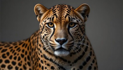 Obraz premium Leopard Portrait Focused on Direct Gaze of Spotted Feline
