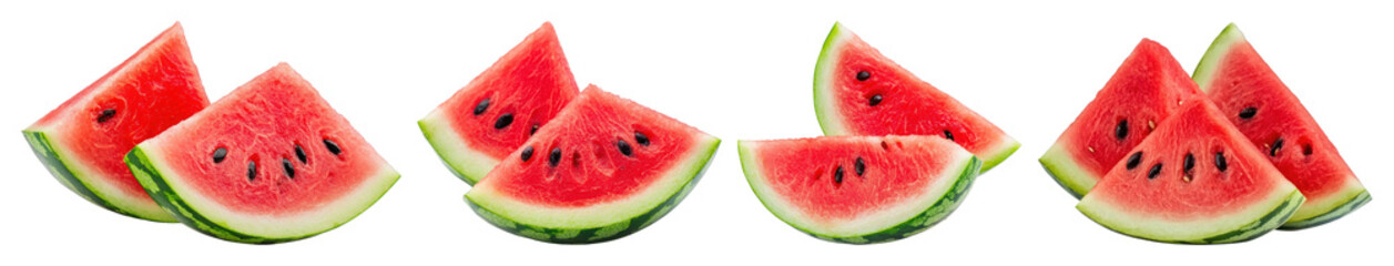 PNG Fresh juicy watermelon slices, element set on transparent background
