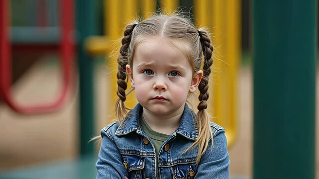 Angry Little Girl - Child expressing frustration in playground