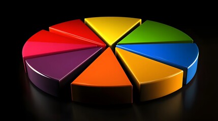 Obraz premium Colorful Pie Chart Slices on Dark Background for Creative Projects
