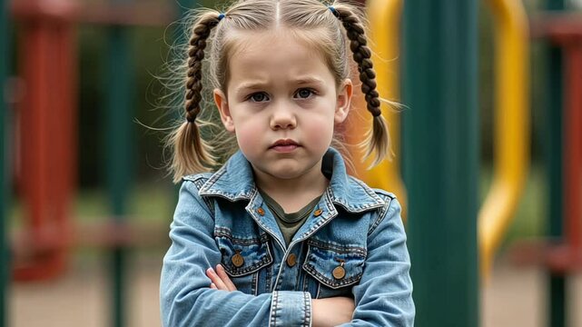 Angry Little Girl - Child expressing frustration in playground