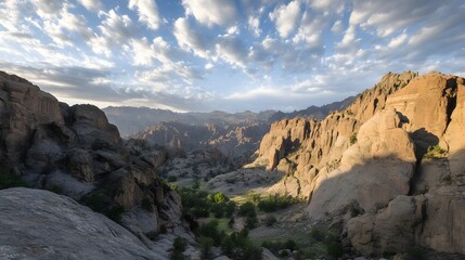 Majestic Mountain Valley Sunset Landscape Golden Hour