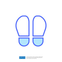 Simple Minimalist Icon of Double Footprints Representing Steps on a Journey in Blue Outline Design for Navigation and Movement