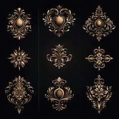 Gold decorative motifs for design elements.