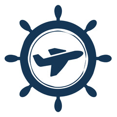 Vehicle themed icon logo with navy blue base color