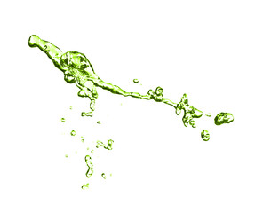 Splash of green water in air on white background