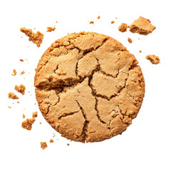 Deliciously Cracked Cookie with Crumbles, Perfect for Snacking or Baking Delights on transparent background