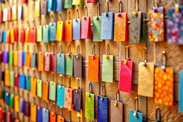 High-Depth-of-Field Wall Hanging Tags Collection -  Stylish Retail Display